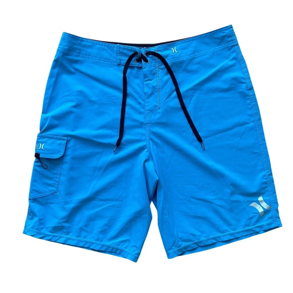 Hurley Phantom Men's Boardshorts Blue Solid Surf Swim Trunks One Size - Picture 5 of 5